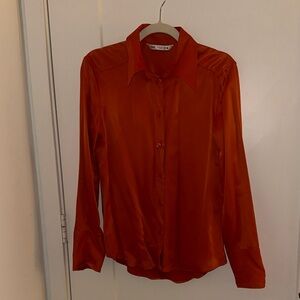 Zara Orange Satin Blouse